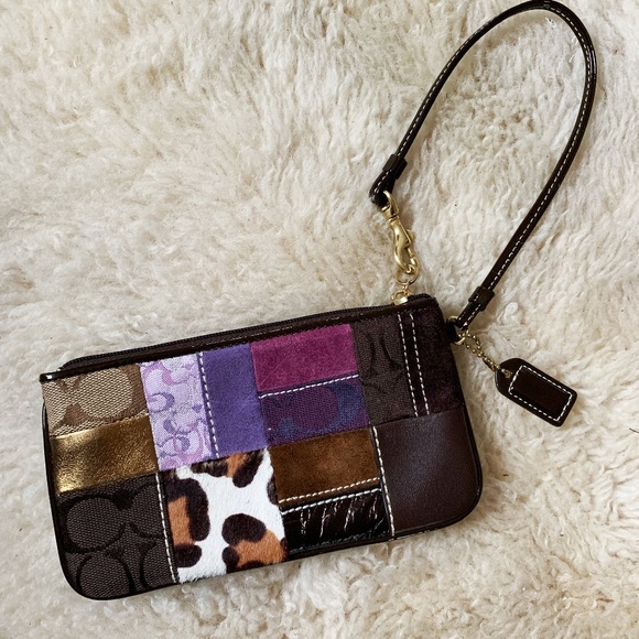 Coach Handbags - Coach Signature Holiday Patchwork Wristlet